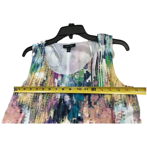 Ivy & Blu Sleeveless Shift Dress Graphic Floral Multicolor 8 Medium M NEW Pocket - Picture 14 of 16